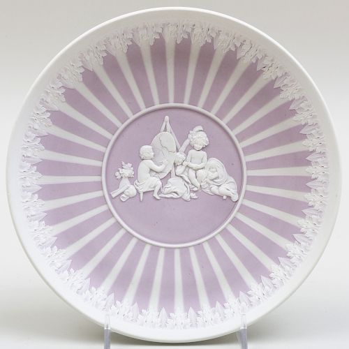 Wedgwood Lilac Jasper Dip Circular Dish Decorated with 'The Infant Academy'