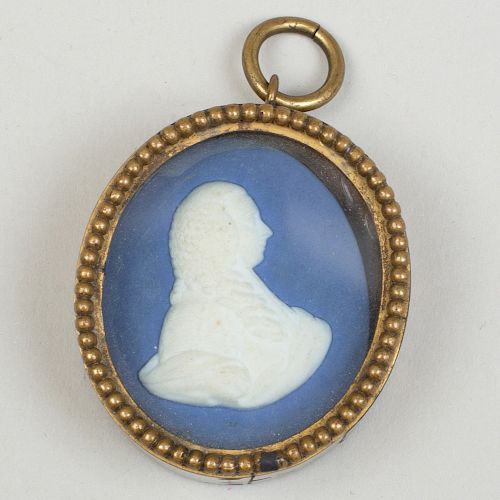 Wedgwood & Bentley Blue and White Jasperware Portrait Medallion of Charles Platt, 1st Earl of Camden