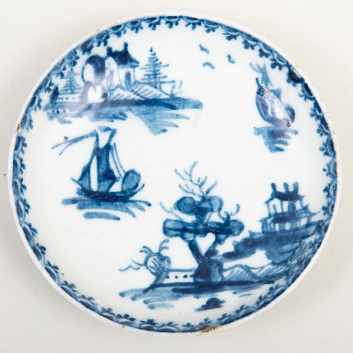 Lowestoft Blue and White Porcelain Miniature Plate
