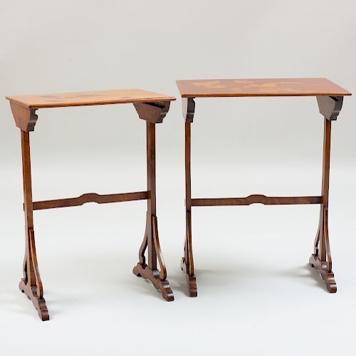 Two Gallé Art Nouveau Marquetry Nesting Tables