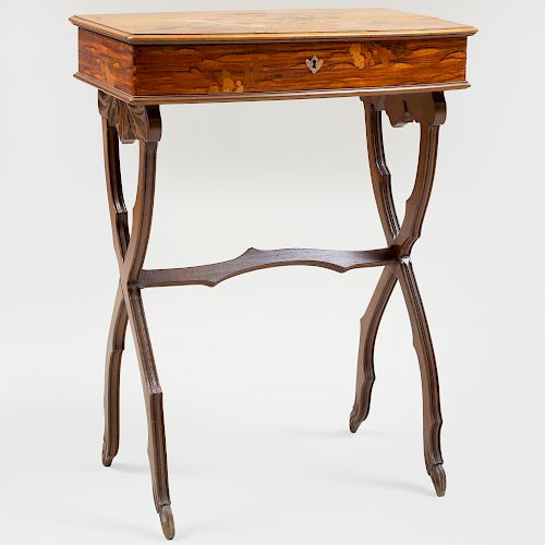 Art Nouveau Walnut and Fruitwood Marquetry Vanity Table