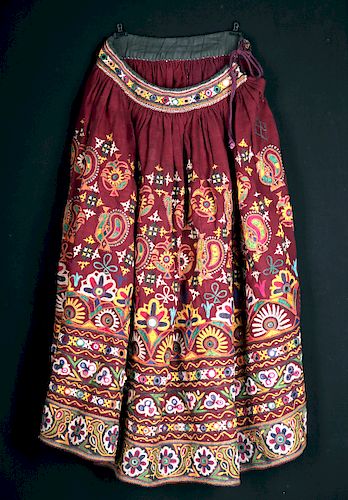 Beautiful 1960'S Indian Kutchi Embroidered Skirt
