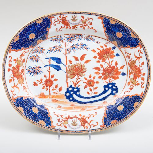 Chinese Export Porcelain Oval Imari Palette Platter Decorated with the Armorial of the Williamson Family