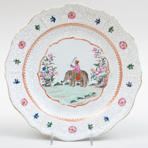 Chinese Export Porcelain Plate Decorated for the Indian Market