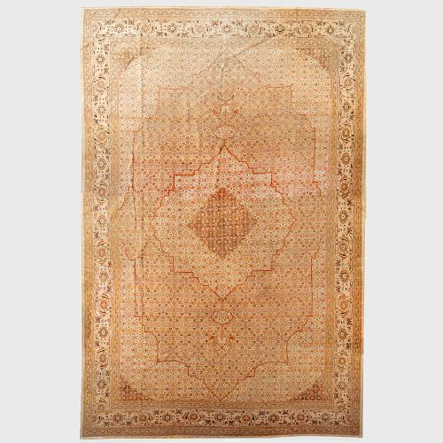 Fine and Large Persian Tabriz Central Medallion Carpet