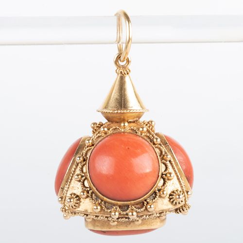 Italian 18k Gold and Coral Pendant/Charm