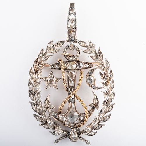 Georgian Silver-Gilt Diamond Pendant/Brooch