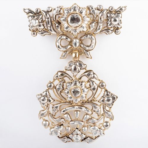 Silver-Gilt Diamond Brooch