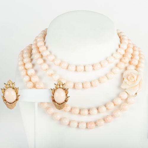Group of Pale Pink Coral Jewelry