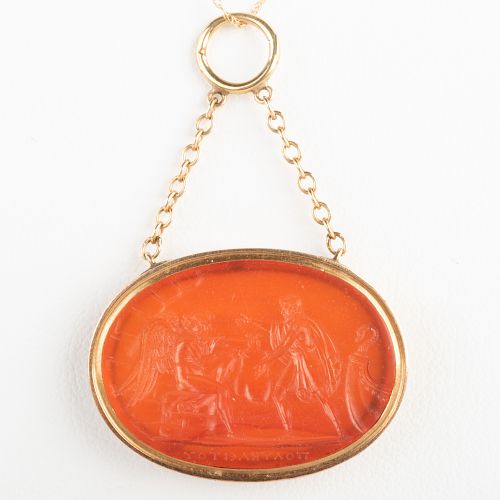 Neoclassical Carnelian Agate Intaglio of Ulysses Receiving the Winds from Aeolus