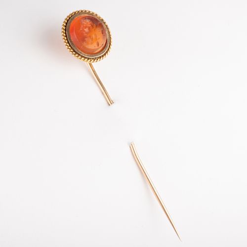 Carnelian Agate Intaglio Stick Pin with the Head of Julio Claudian Prince