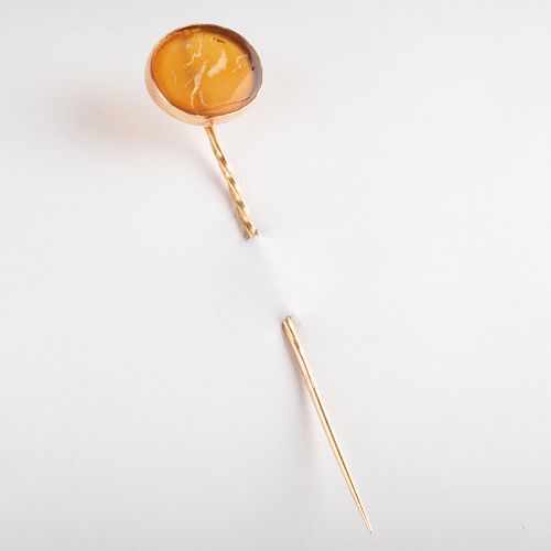 Carnelian Agate Intaglio Stick Pin with Dionysus Riding a Panther