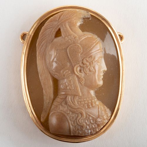 Neoclassical Carved Agate Cameo of Athena