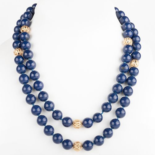 Lapis Lazuli and Gold Bead Necklace