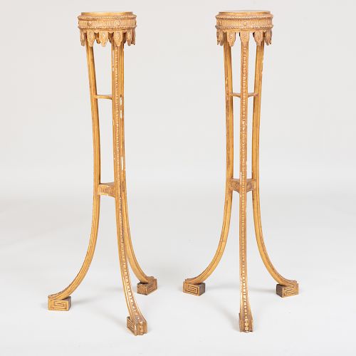 Pair of George III Style Giltwood Tripod Torchères