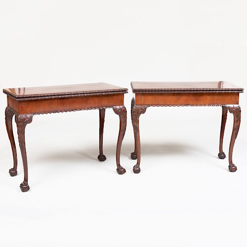Pair of George III Style Mahogany Concertina-Action Games Tables