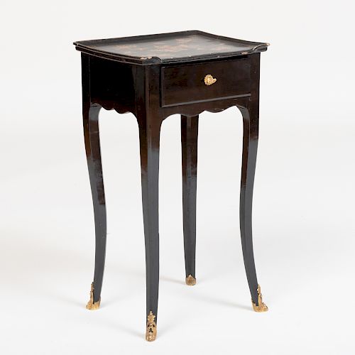 Louis XV Provincial Ormolu-Mounted Black Lacquer Side Table