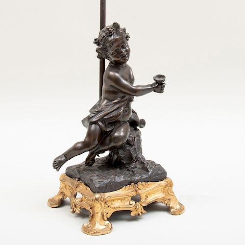 Louis XV Style Ormolu-Mounted-Bronze Putti Mounted as a Lamp 
