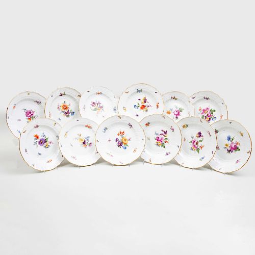 Set of Twelve Meissen Porcelain Plates