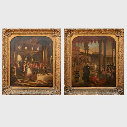 Attributed G.P. Jenner (active c. 1830-1850): Moorish Interior Scenes: A Pair