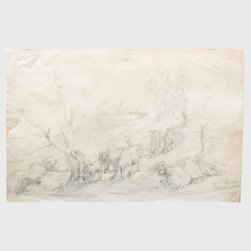 Teutward Schmitson (1830-1863): Landscape with a Herd of Cows
