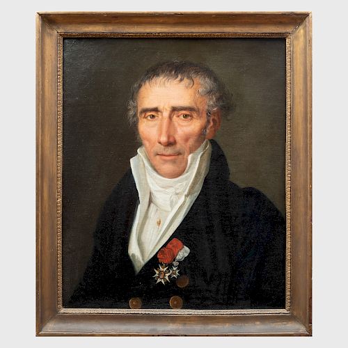 French School: Portrait of a Man Wearing the Ordre Royal et Militaire de St. Louis (Chevalier) and the Décoration (Croix) du Lys