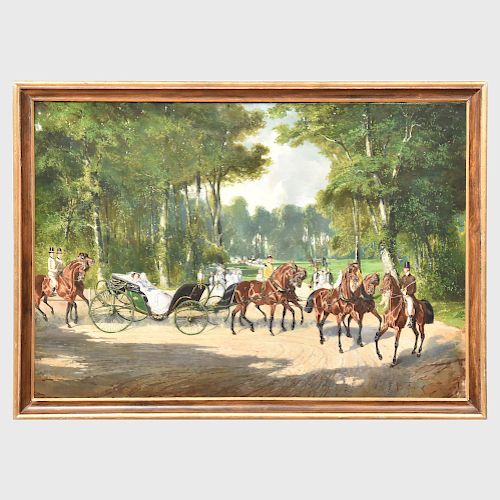 Circle of Pierre Alfred Dedreux (1810-1860): A Royal Procession in the Park
