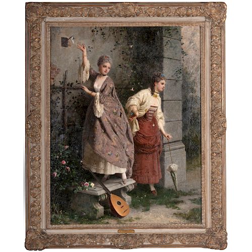 Ernesto Fontana (1837-1918): Two Women and a Musical Instrument