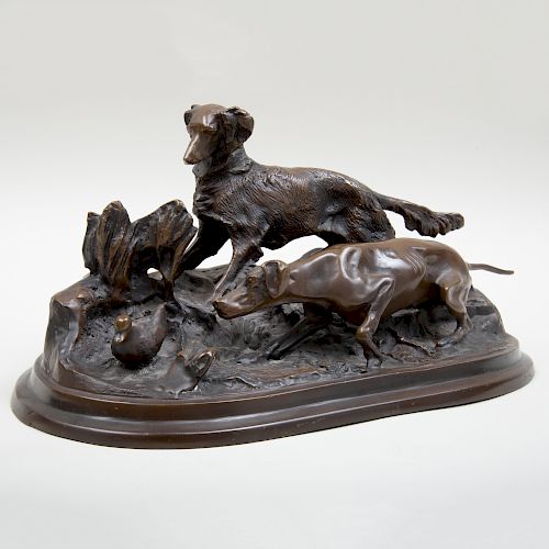 After Pierre-Jules Mene (1810-1879): Two Hounds Stalking a Duck