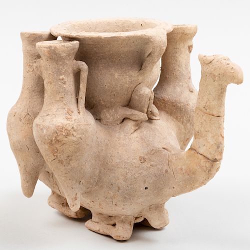 Ancient Terracotta Vessel in the Form of a Kneeling Dromedary