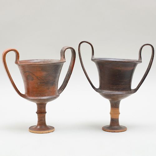 Two Greek Black Glazed Pottery Kantheroi