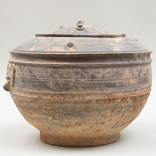 Chinese Painted  Pottery Covered Vessel, Probably Warring States