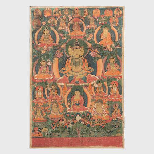 Tibetan Thangka Depicting Vairocana