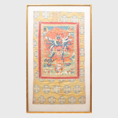 Chinese Thangka Depicting Chakrasamvara and Vajravarahi