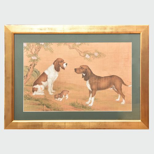 Chinese School: Two Hounds and a Puppy