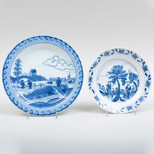 Chinese Export Porcelain Dish and an Asian Export Porcelain Plate