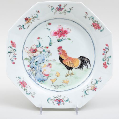 Chinese Export Famille Rose Porcelain Octagonal Plate