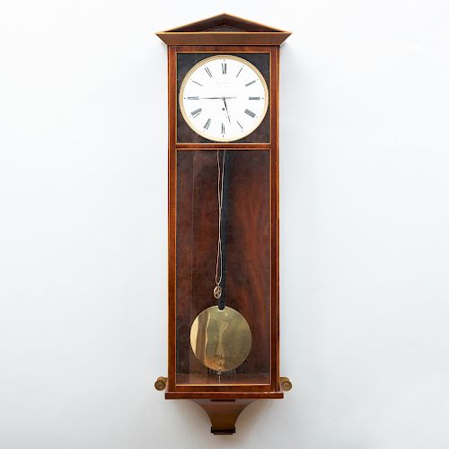 Austro-Hungarian Inlaid Mahogany and Brass Regulator, Dial Signed Josef Lechner in Pesth