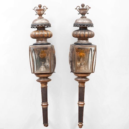 Pair of Large Brass Carriage Lanterns