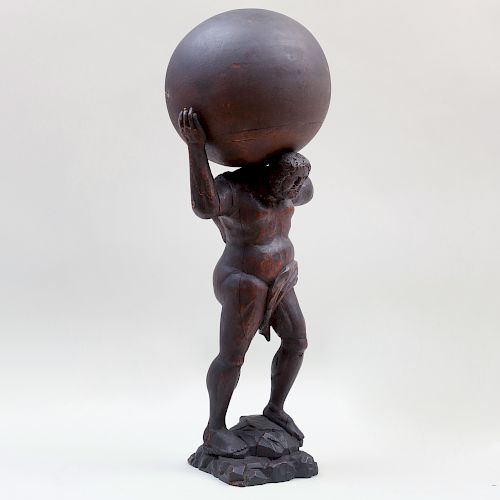Dutch Stained Wood Figure of Atlas
