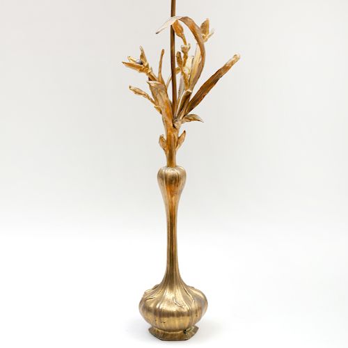 Art Nouveau Style Gilt-Bronze Floriform Lamp