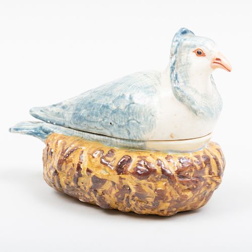 Staffordshire Pearlware Blue Pigeon Form Tureen