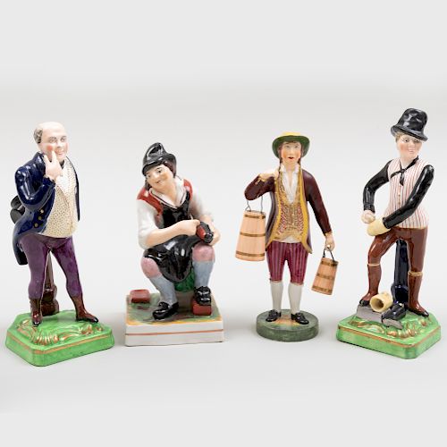 Group of Four Staffordshire Figures of Gentlemen in Pursuits