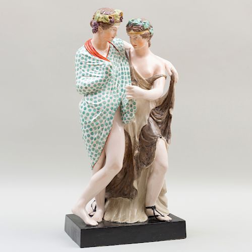 Large Staffordshire Pearlware Figure Group of Bacchus and Ariadne