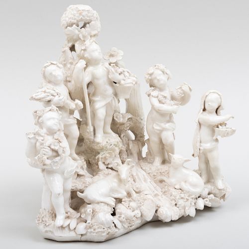 Bow White Glazed Porcelain Figure Group