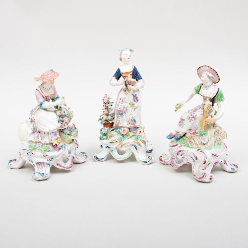 Three Porcelain Figures of Ladies Emblematic of the Seasons, Probably Bow
