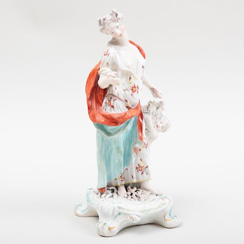 English Porcelain Figure Emblematic of Summer, Probably Bow