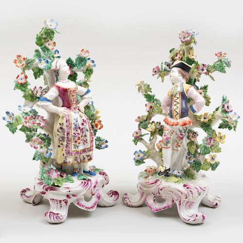 Pair of Bow Porcelain Bocage Figures of Dutch Dancers 