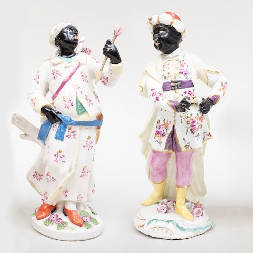 Chelsea Porcelain Figure of an Abyssinian Archer and a Derby Porcelain Figure of a Moor