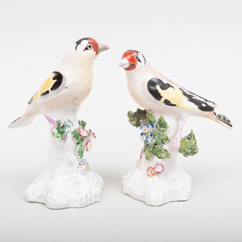 Pair of Derby Porcelain Models of Finches